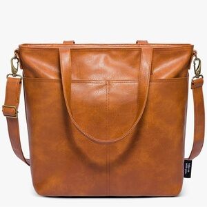 Simple Modern Vegan Leather Tote Bag, Brown